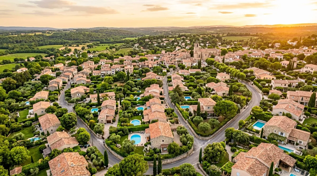Vue aérienne d’un quartier résidentiel